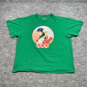 Inuyasha Anime Graphic T-Shirt Mens XL Green Kagome Viz Media 2009 Shonen Tee